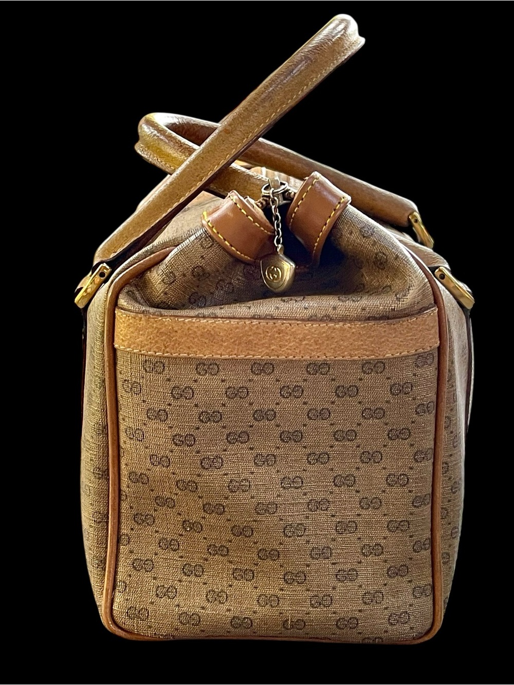 Vintage 1980s Gucci Micro GG Monogram Boston Satchel Bag - Picture 3 of 16
